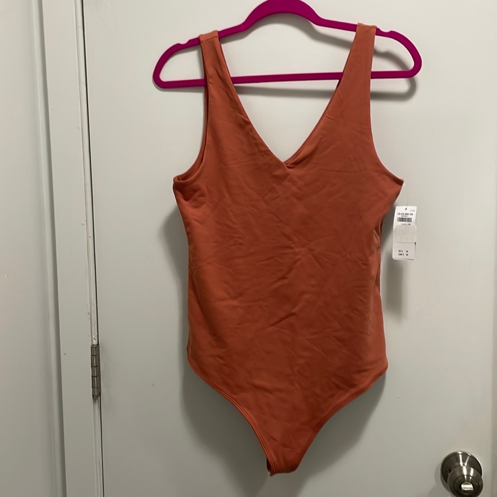 V neck double lined soft AF body suit